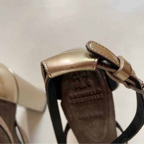 Brunello Cucinelli Monili-Trim Strappy Sandals, Rose Gold NEW - Picture 9 of 12